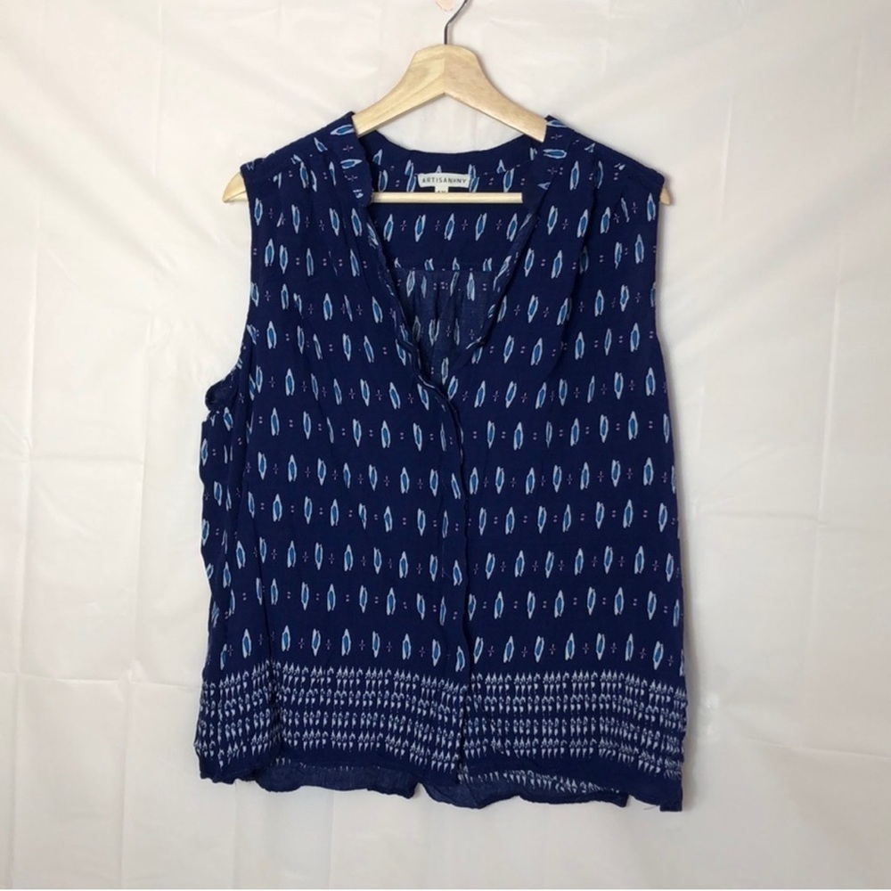 Artisan NY Sleeveless Button Up Blouse 1X